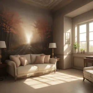 Modern Living Room Interior with Comfortable Sofa