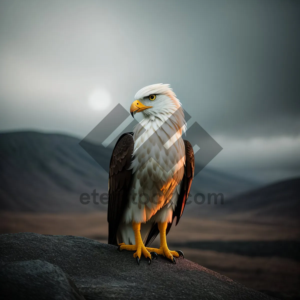 Picture of Bald Eagle with Piercing Yellow Eyes