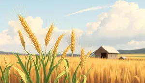 Golden Wheat Field Under Sunny Sky With Clouds