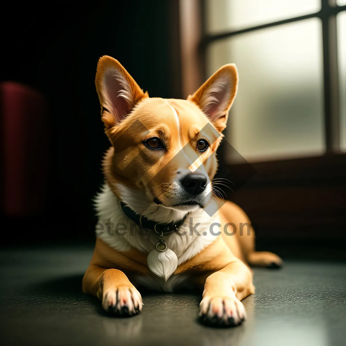 Picture of Adorable Corgi Puppy on Pool Table