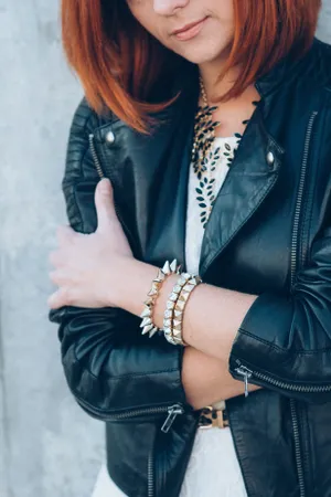 Stylish Model in Black Miniskirt and Jeans