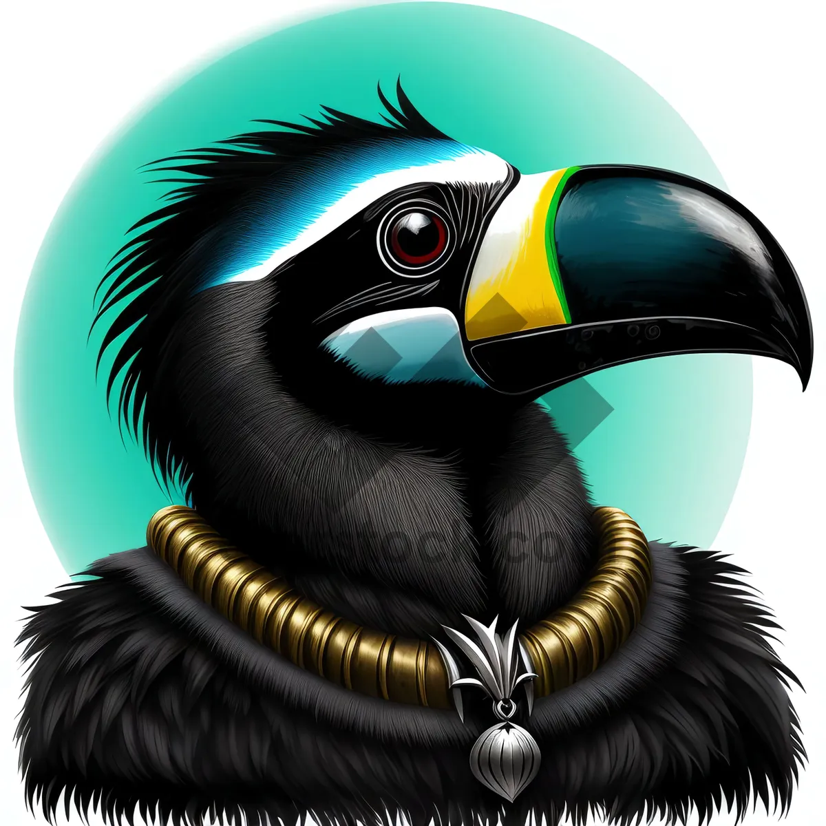 Picture of Cartoon Dodo Web Icon with Capital Sign and 3D Headset