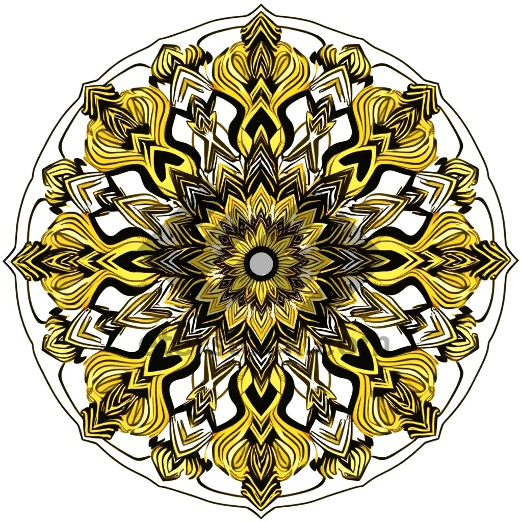 Picture of Lotus flower graphic design pattern with circle symbol.