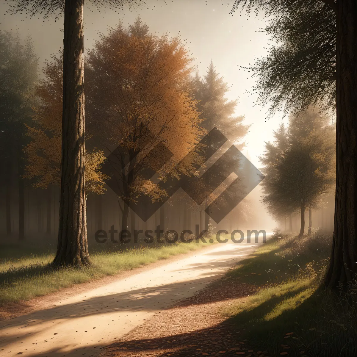 Picture of Autumn Reflections: Scenic Mirror on Rural Road