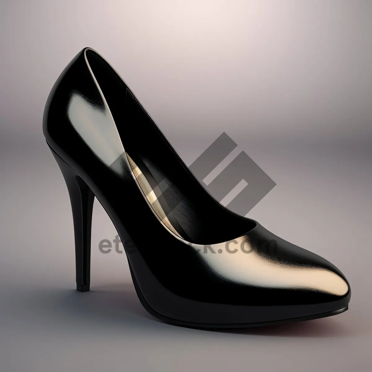 Picture of Shiny Black Leather Stiletto High Heels