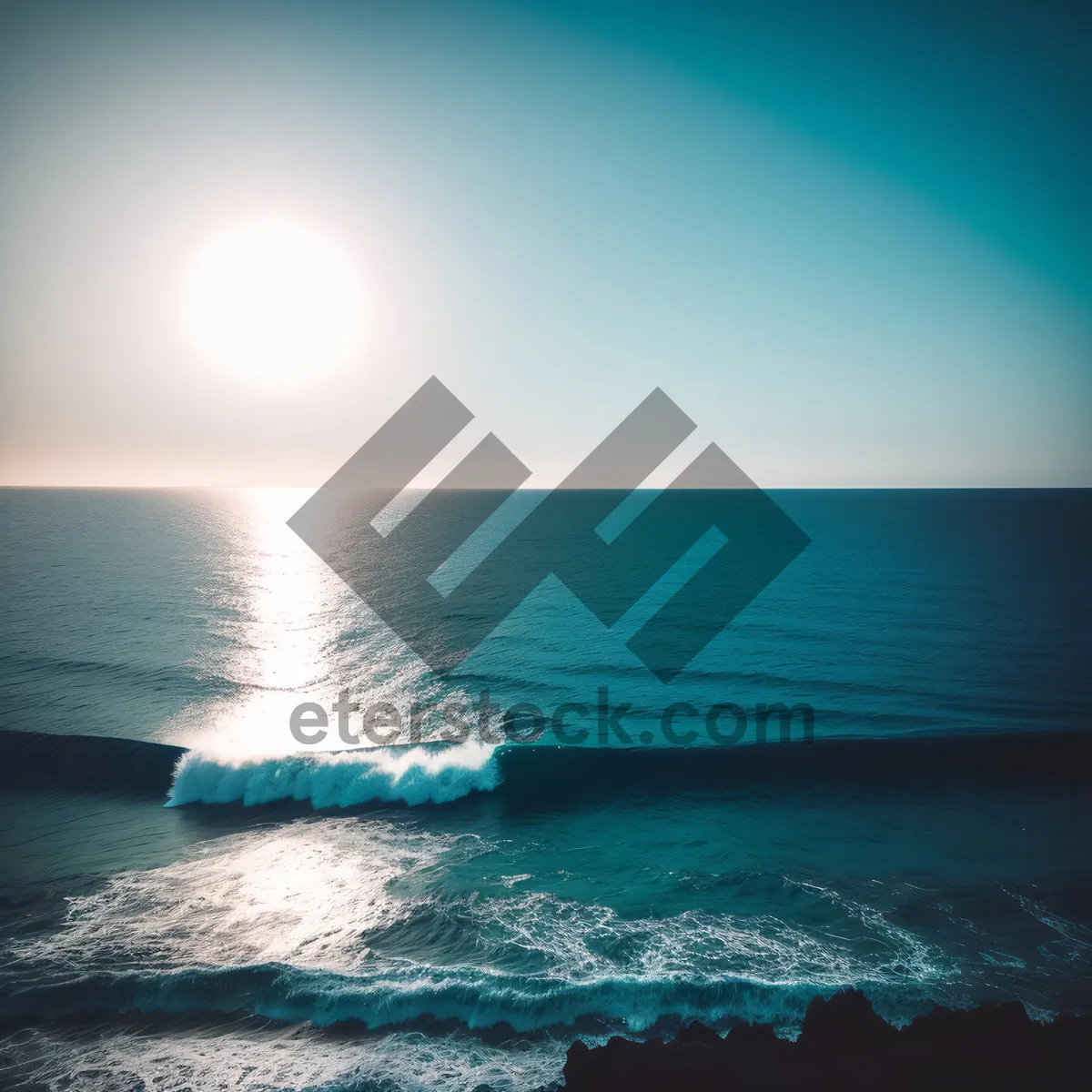 Picture of Sunset Serenity: Vibrant Waves on Tranquil Beach