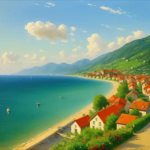 Sunny Beachscape at Seaside Cape with Tree