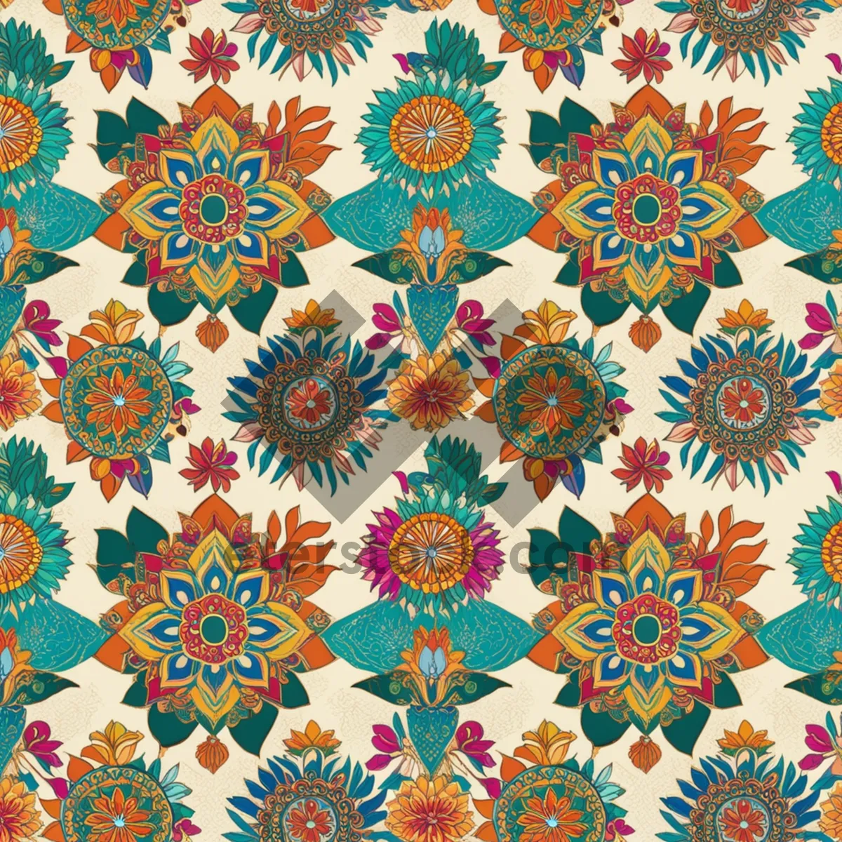 Picture of Floral Ornate Vintage Style Graphic Wallpaper