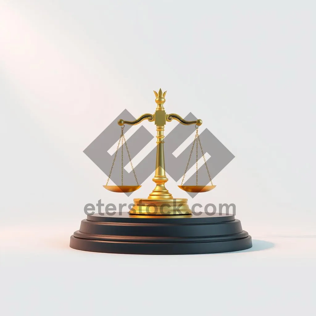 Picture of Gold and bronze scales of justice for balance measurement.