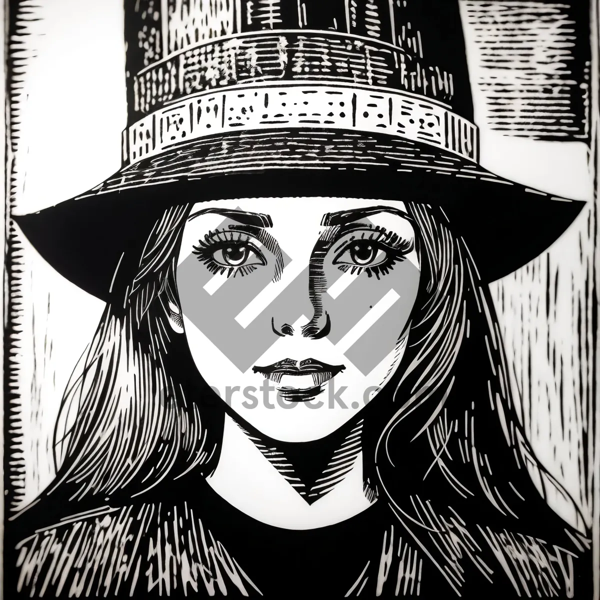 Picture of Stylish Black Sombrero Fashion Portrait