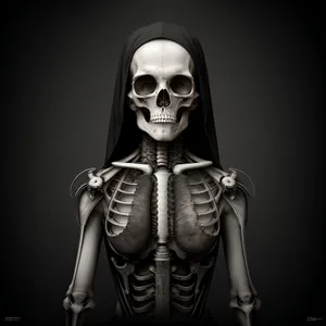 Anatomical Skull Sculpture in Black: Male Bone Structure