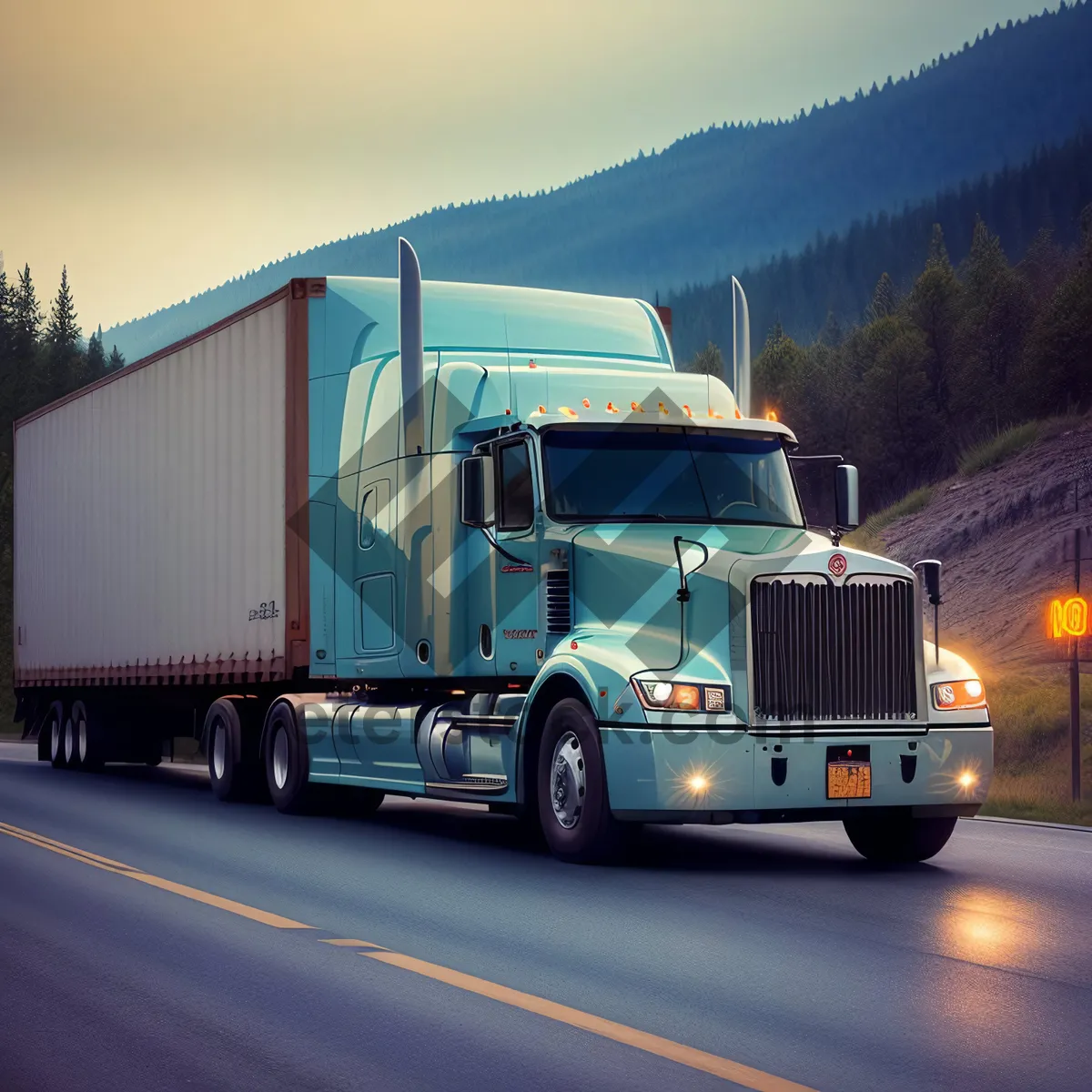 Picture of Fast-moving truck on a busy highway