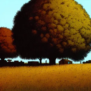 Yellow fruit tree on a rural farm