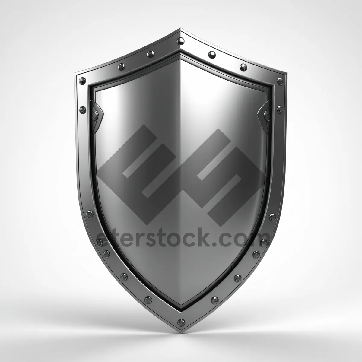 Picture of Shiny metal shield emblem with heart symbol icon.