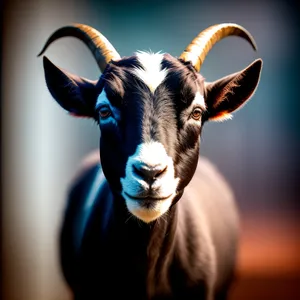 Brown Ram Grazing on Mountain Pasture