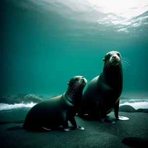 Eared Seal Enjoying Ocean Waves