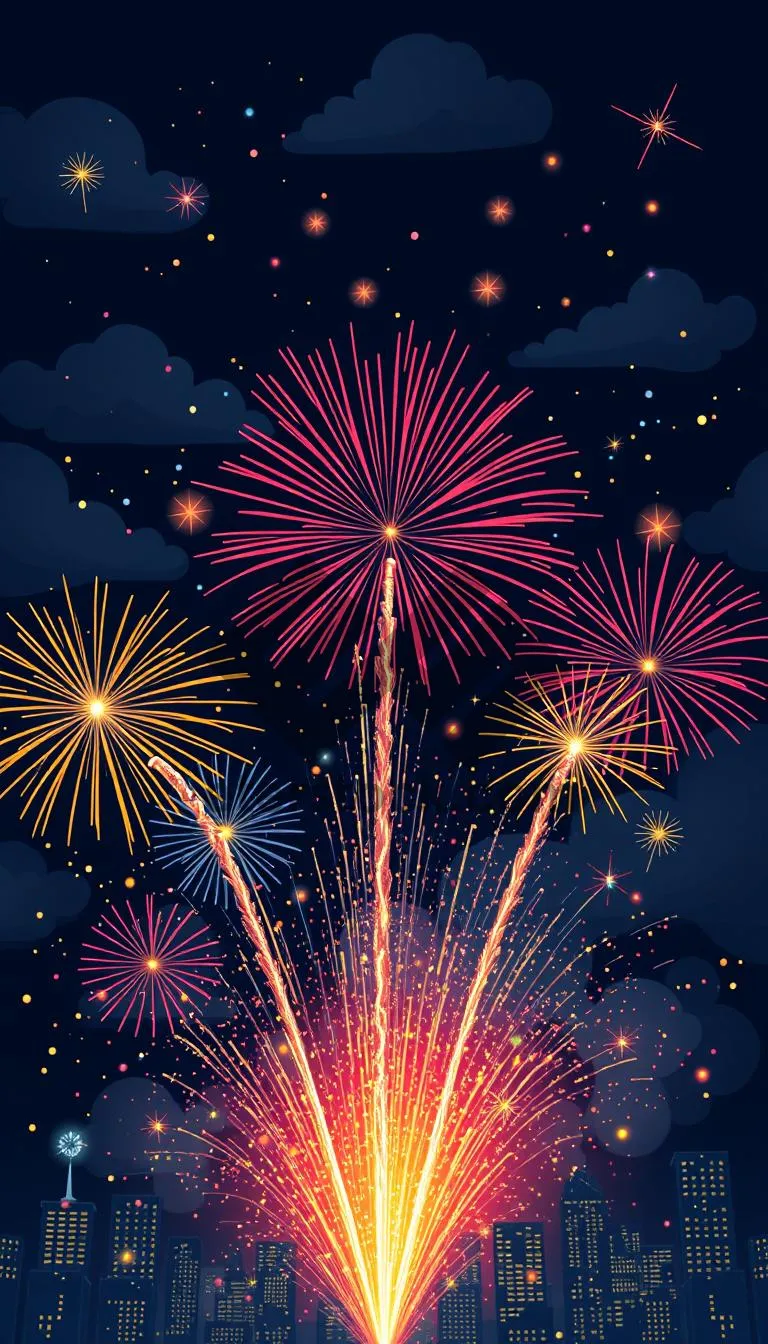 Picture of Colorful Firework Explosion in the Night Sky