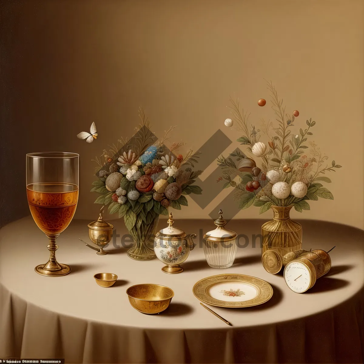 Picture of Joyful Holiday Toast: Elegant Wineglass on Table