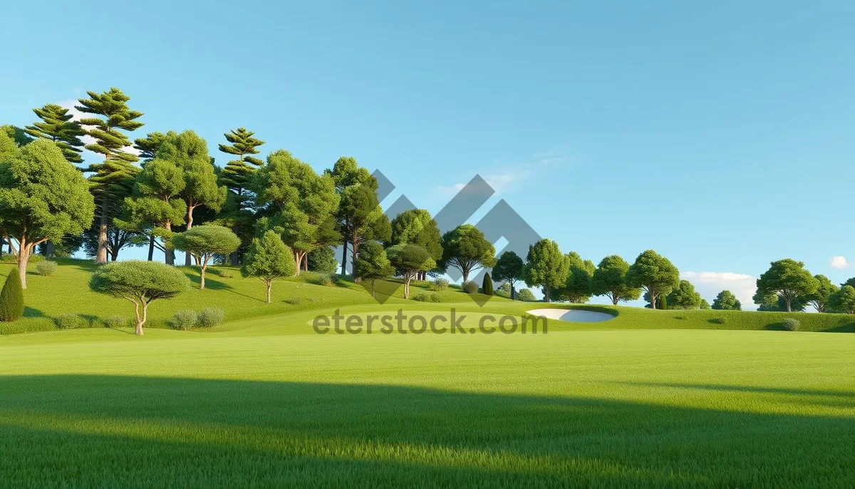 Picture of Scenic Golf Course with Flag in Summer