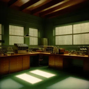 Modern interior design of a 3D classroom