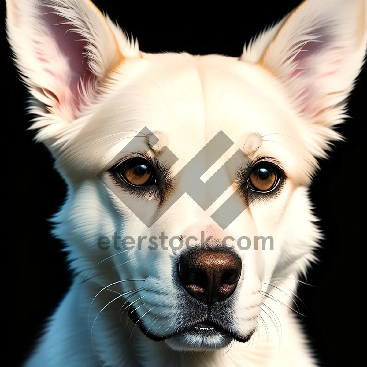 Picture of Adorable White Canine Portrait - Purebred Puppy with Expressive Eyes