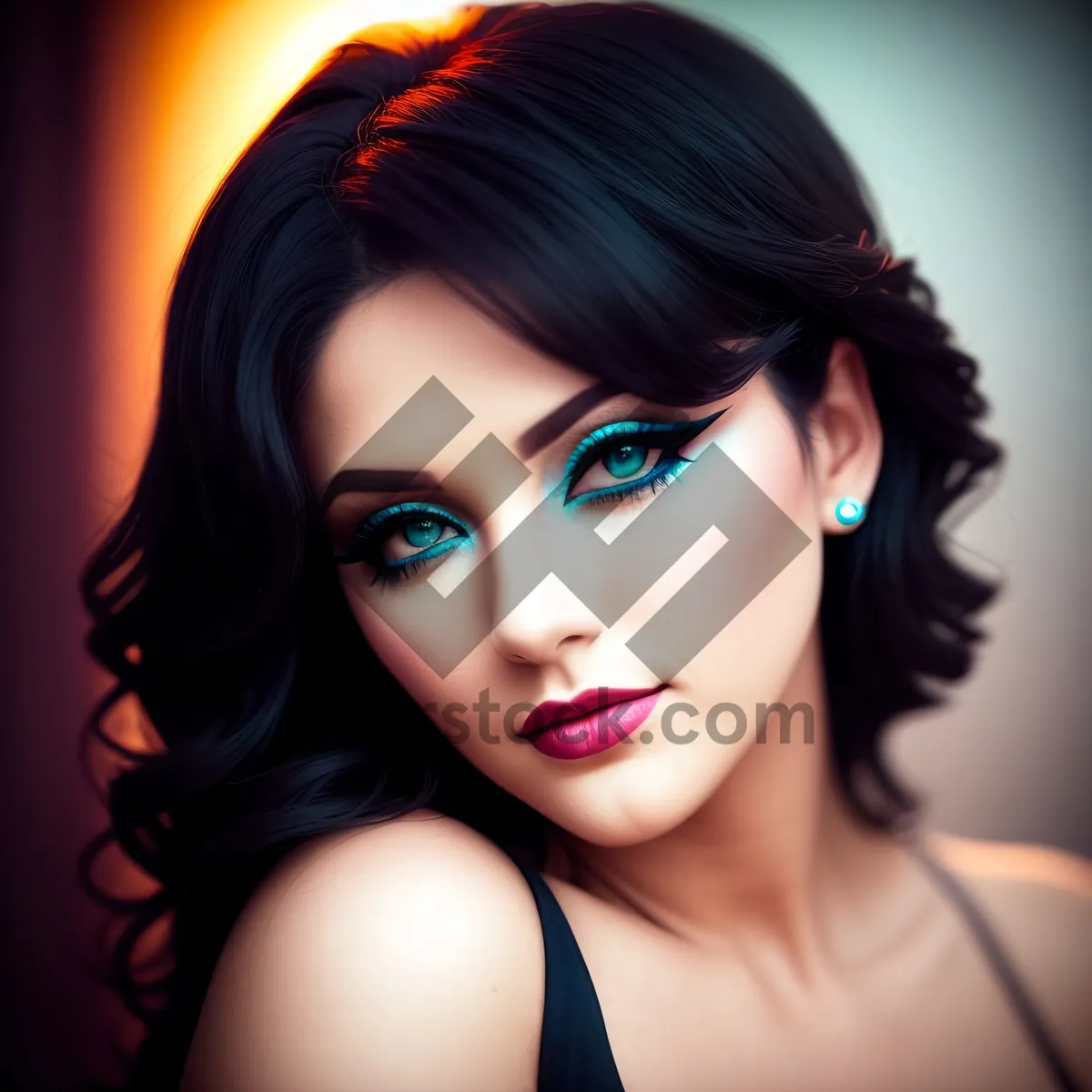 Picture of Sensual Brunette with Gorgeous Makeup and Hairstyle