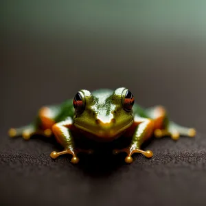 Vibrant Leaf Frog Gazing with Bulging Eyes