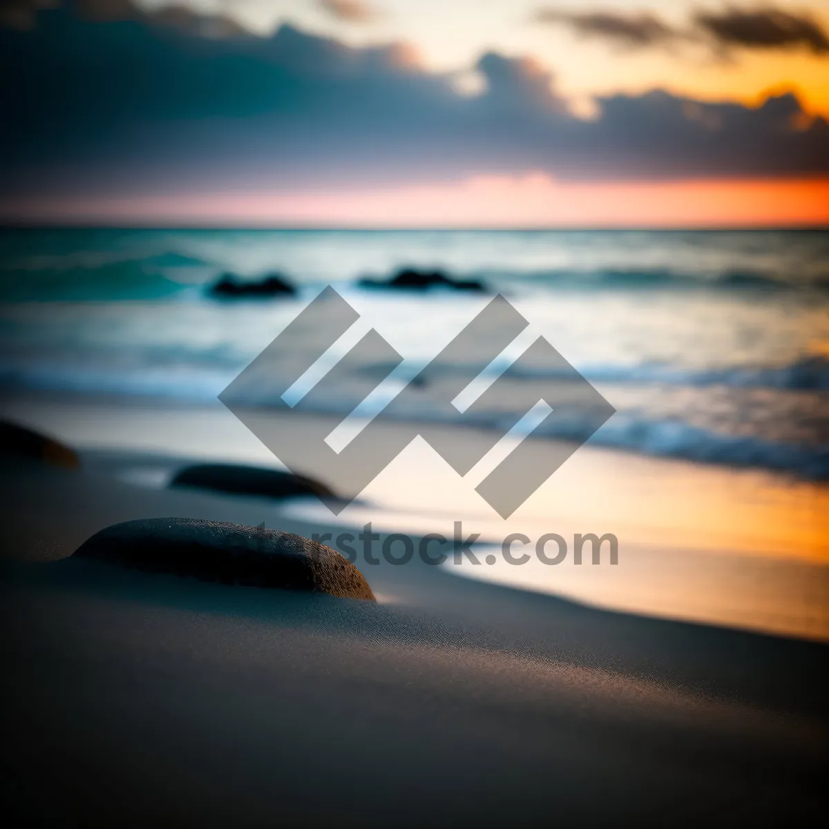 Picture of Golden Sunset Glistening on Ocean Waves
