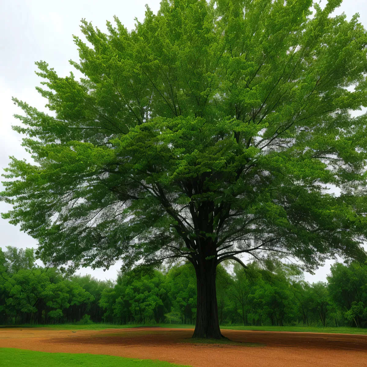 Picture of Idyllic Summer Park Landscape with Majestic Trees