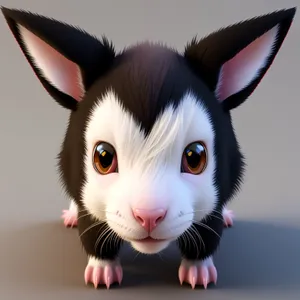 Fluffy Bunny with Cute Ears in Studio Portrait.
