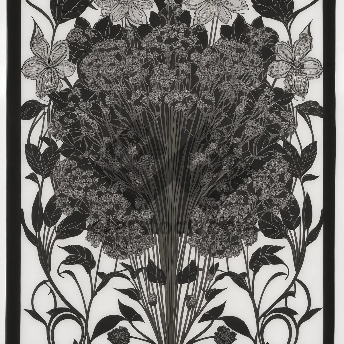 Picture of Vintage Floral Wallpaper Pattern with Decorative Leaf Motifs