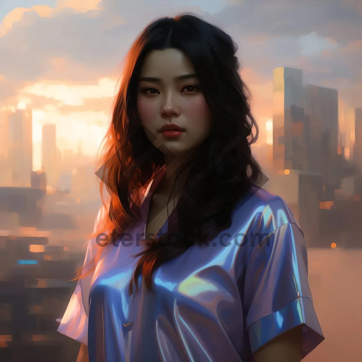 Picture of Smiling brunette fashion model with attractive expression