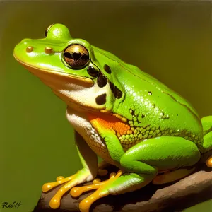 Vibrant Orange Tree Frog with Bulging Eyes