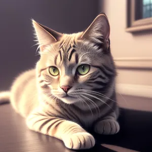 Adorable Gray Tabby Kitty on Windowsill