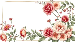Vintage floral wallpaper with pink roses and swirls