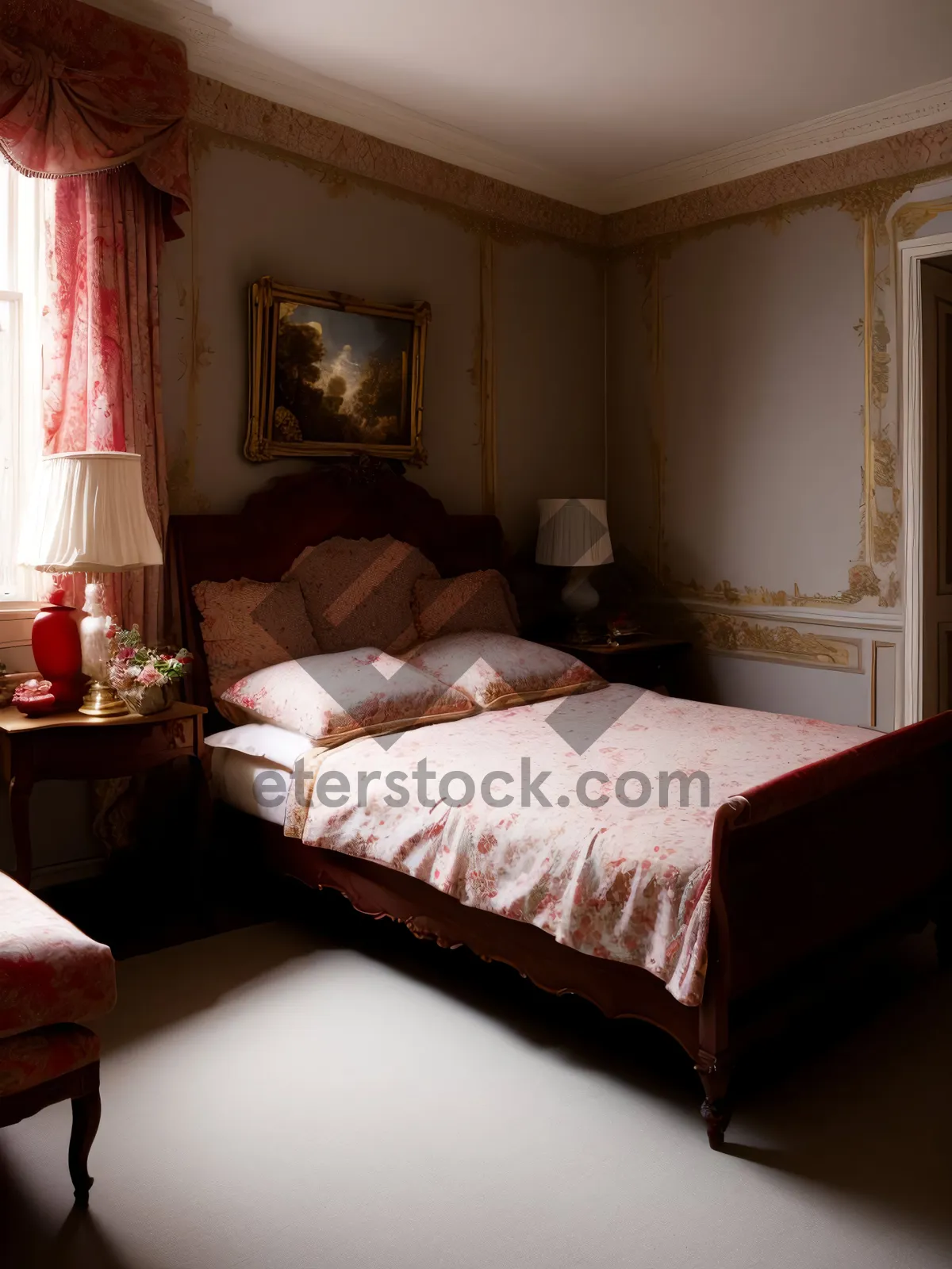 Picture of Modern Luxury Bedroom with Four-Poster Bed and Wood Furnishings