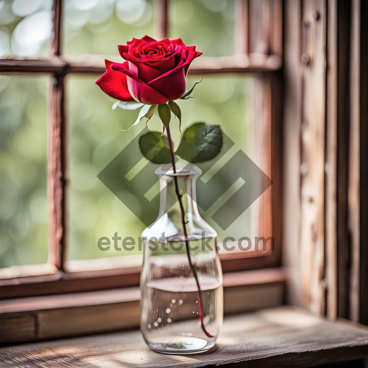 Picture of Rose-filled wineglass for festive celebration