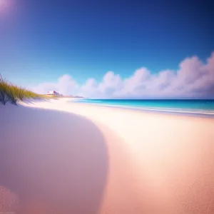 Sunny Beach Sunset on Reflective Waves.