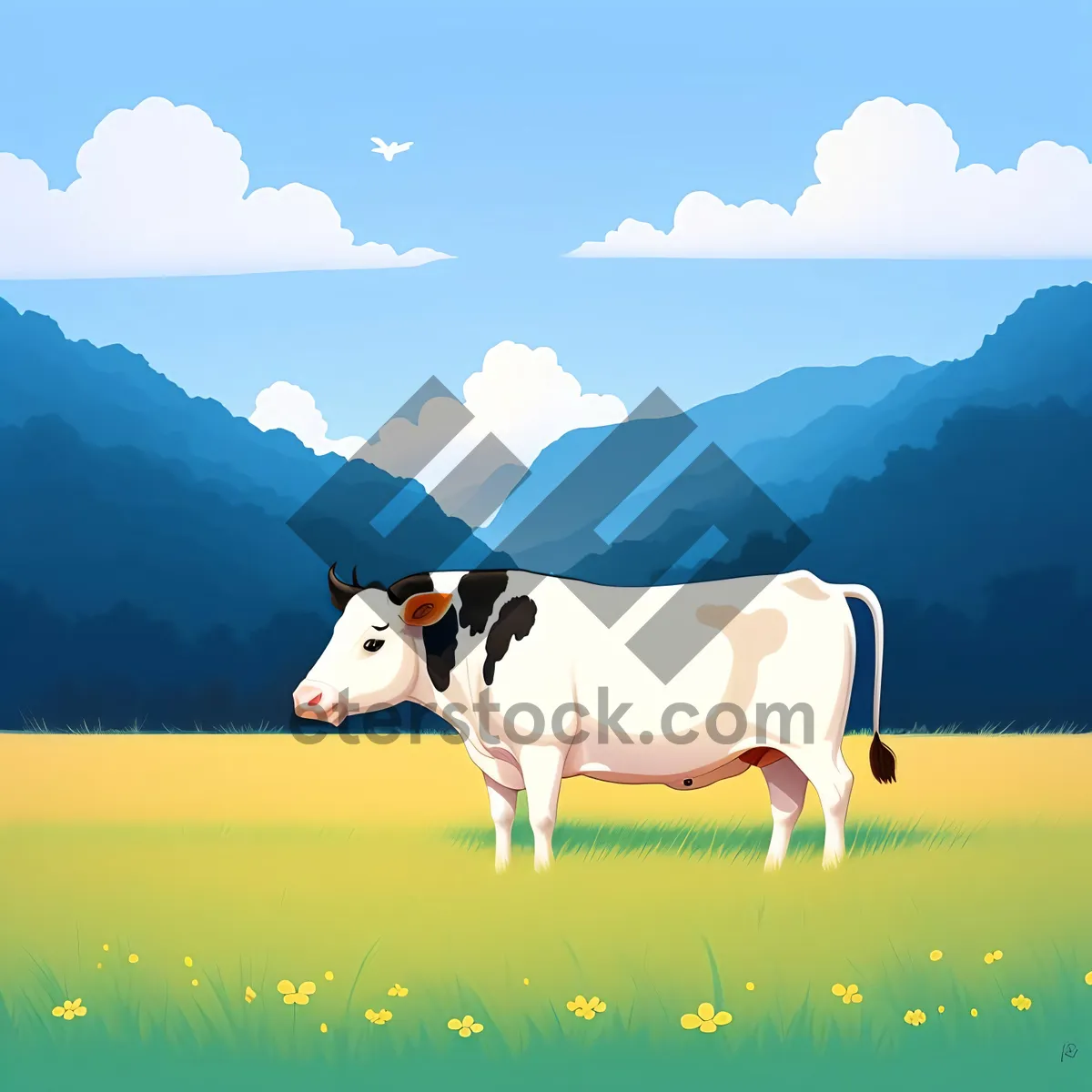 Picture of Summer Grazing: Cows Roaming Freely in a Picturesque Rural Landscape
