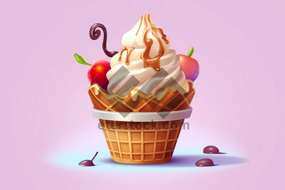 Picture of Delicious Strawberry Ice Cream Cone