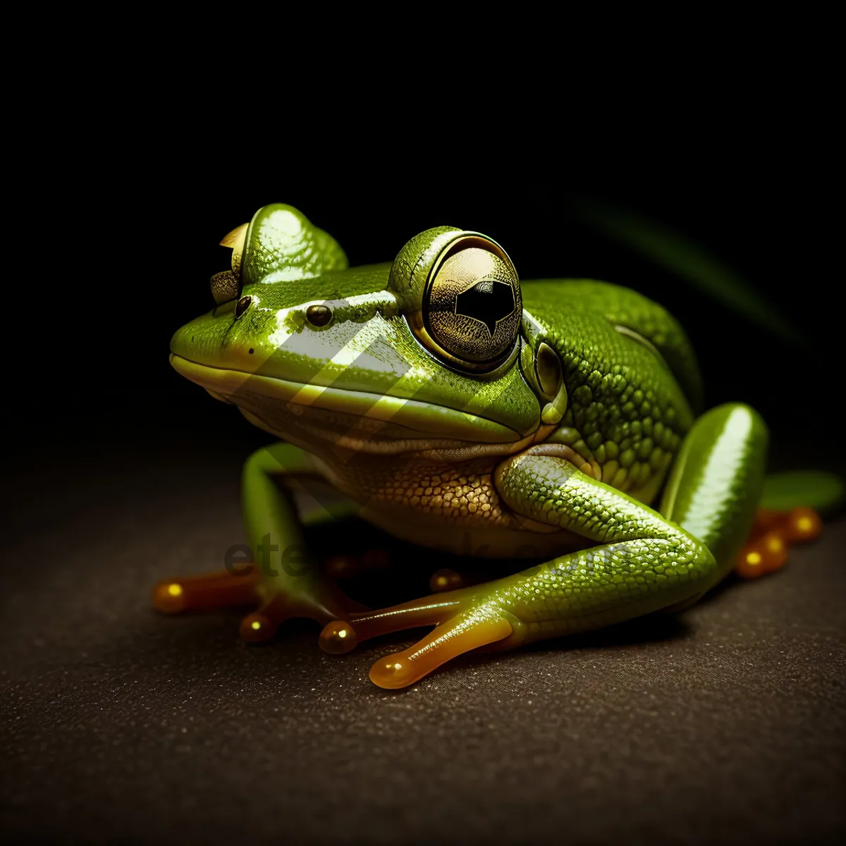 Picture of Bulging-eyed Tree Frog: Vibrant Orange Amphibian in Wildlife