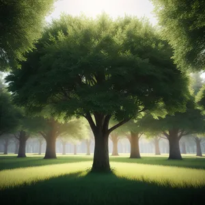 Serene Summer Sky and Lush Green Landscape