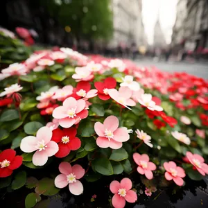 Pink Periwinkle Floral Blossoms in Vibrant Garden