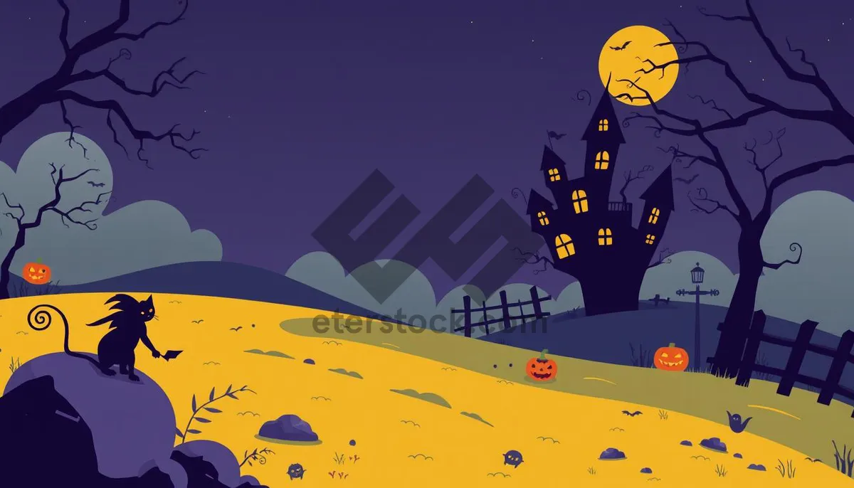 Picture of Halloween Moonlit Silhouette Design Illustration