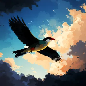Silhouette of Majestic White Stork in Flight.