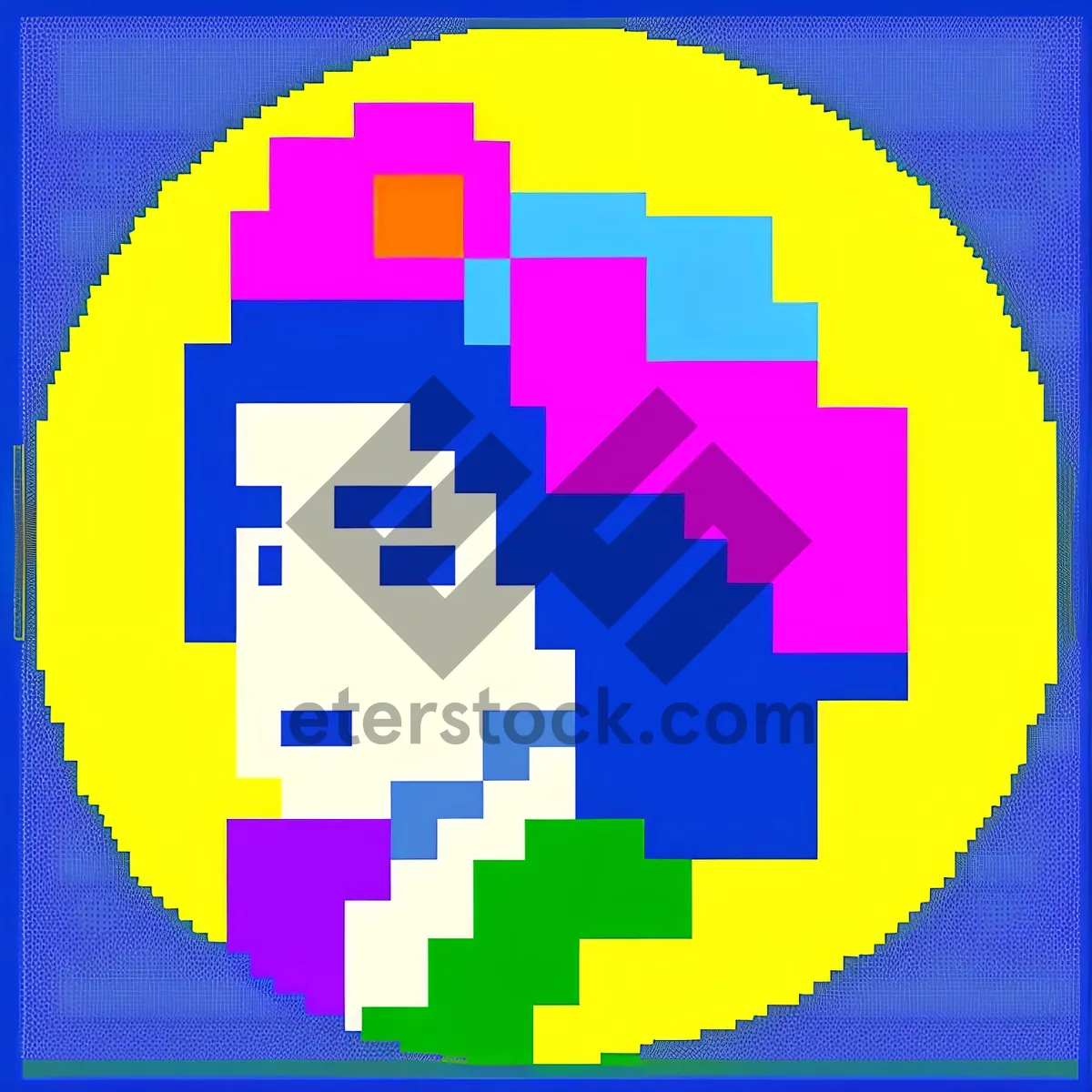 Picture of Colorful Mosaic Puzzle Pattern with Pixel Tiles