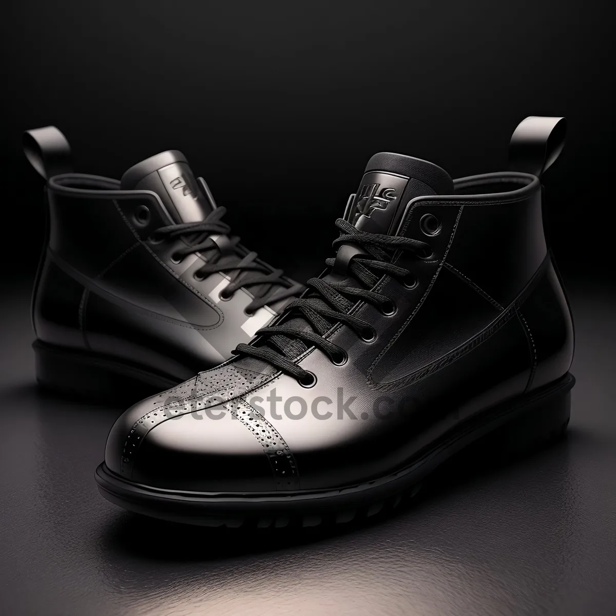 Picture of Classic Black Leather Lace-Up Boots for Men