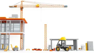 Industrial crane lifting equipment on construction site