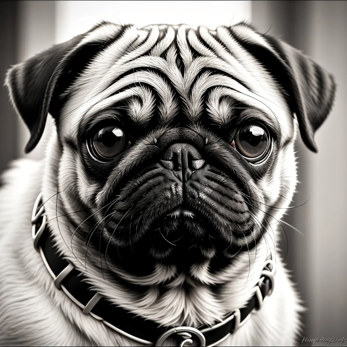 Picture of Cute Wrinkly Pug - Studio Portrait