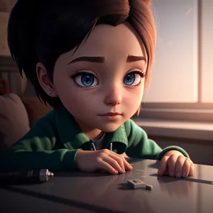 Happy Little Boy with Plaything Doll